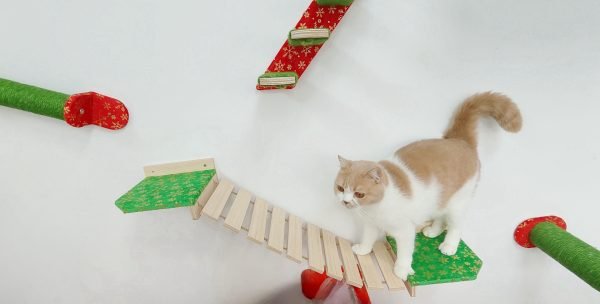 Wall-Mounted Cat Toy Wood Sisal Scratchers Set - Image 6