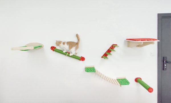 Wall-Mounted Cat Toy Wood Sisal Scratchers Set - Image 2