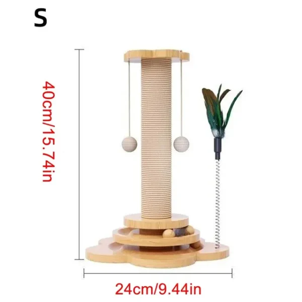 Pet Cat Toy Solid Wood Cat Turntable Funny Cat Stick Balls Durable Sisal Scratching Board Cat Supplies Cat Grab Column - Image 8