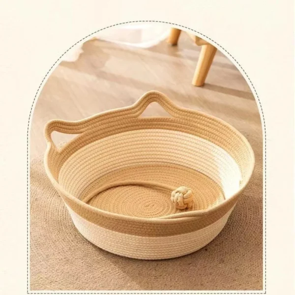 Coarse hemp rattan woven cat nest four seasons universal cat bed woven sleeping mat dog kennel pet mat - Image 3