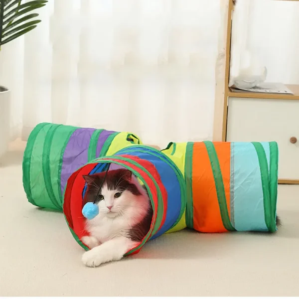 Cat Tunnel Foldable Cat Tunnel Pet Supplies Cat S T Y Pass Play Tunnel Cat Toy Breathable Drill Barrel for Indoor loud paper - Image 6