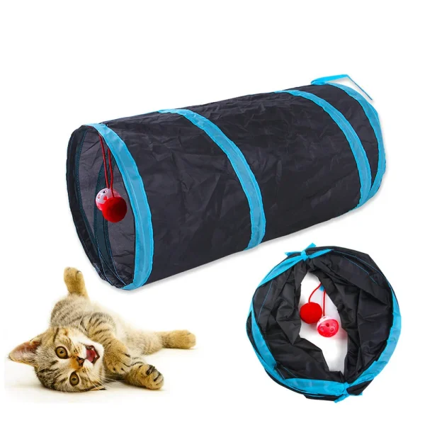 Cat Tunnel Pet Supplies Cat S T Pass Play Tunnel Foldable Cat Tunnel Cat Toy Breathable Drill Barrel for Indoor loud paper - Image 2