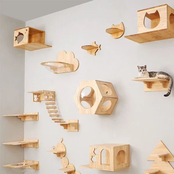 Cat Climbing Shelf Wall Mounted Four Step Stairway With Sisal Scratching Post For Cats Tree Tower Platform Jumping Pet Furniture - Image 3