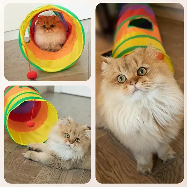 Cat Tunnel Foldable Cat Tunnel Pet Supplies Cat S T Y Pass Play Tunnel Cat Toy Breathable Drill Barrel for Indoor loud paper - Image 3