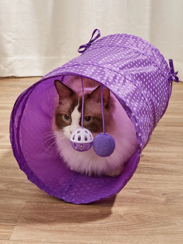 1pc Cat Tunnel Toy, Foldable Polyester Cloth, Rolling Tent,cat Tunnel Cat Toy - Image 2