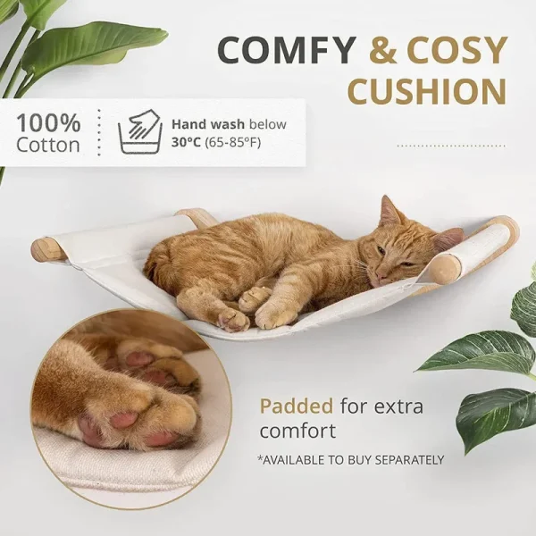 Wall Mounted Wooden Cat Bed Kitten Sisal Ladder Step Scratcher Post Cat Climbing Frame Furniture Pet House Bed Hammock - Image 2