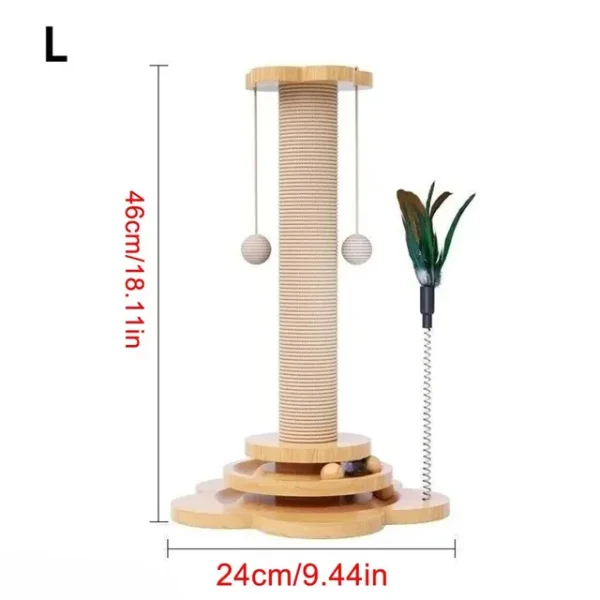 Pet Cat Toy Solid Wood Cat Turntable Funny Cat Stick Balls Durable Sisal Scratching Board Cat Supplies Cat Grab Column - Image 7