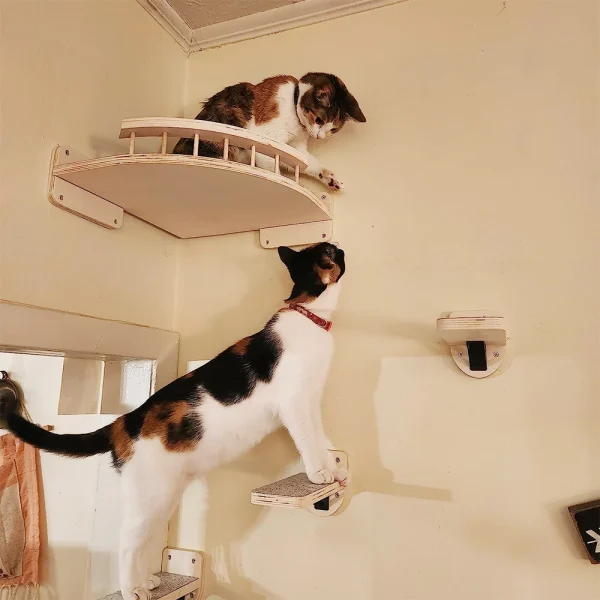 Cat Climbing Shelf Wall Mounted Four Step Stairway With Sisal Scratching Post For Cats Tree Tower Platform Jumping Pet Furniture - Image 4