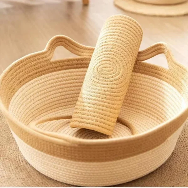 Coarse hemp rattan woven cat nest four seasons universal cat bed woven sleeping mat dog kennel pet mat - Image 4
