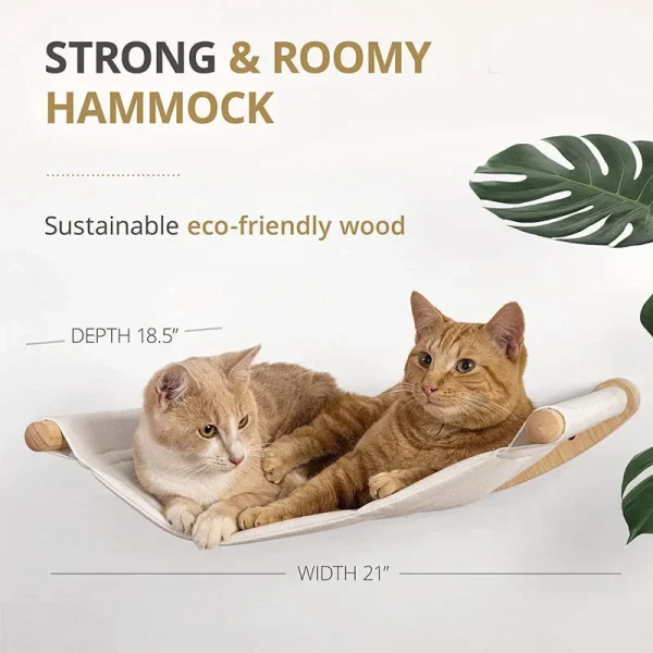 Wall Mounted Wooden Cat Bed Kitten Sisal Ladder Step Scratcher Post Cat Climbing Frame Furniture Pet House Bed Hammock - Image 4