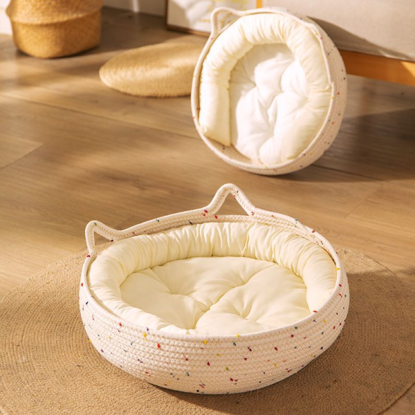 Four Seasons Cat Bed Woven Removable Upholstery Sleeping House Grinding Claws Dirty Resistant Washable Pet Supplies Accessories - Image 2