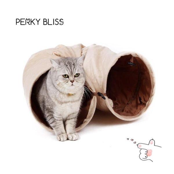 Cat Tunnel Toys with 2 Holes To Explore 25*120cm Short plush pet tunnel Oxford cloth foldable pet cat tunnel