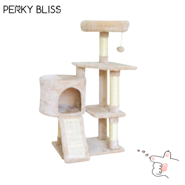 11Beige Cat Tree Cat Tower for Indoor Cats,Cat Condo with Scratching Post,Cat Tree for Large Medium Small Cat with Dangling Ball