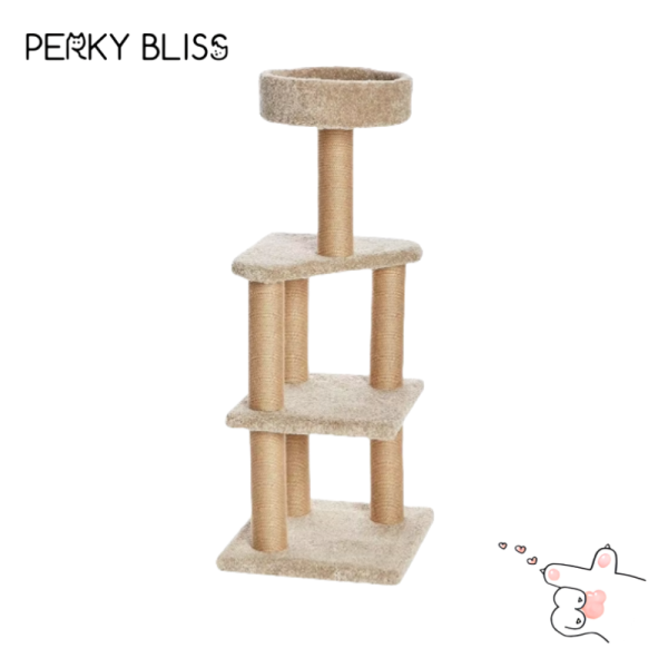 Cat Tree Indoor Climbing Activity Tower with Scratching Posts, Large, 17.7" x 45.9", Beige