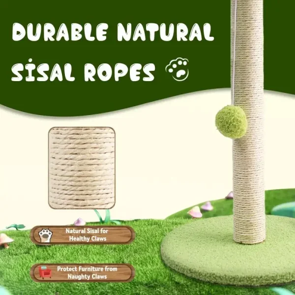 Cat Scratching Post For Kitten Cute Green Leaves Cat Scratching Posts with Sisal Rope Indoor Cats Posts Cat Tree Pet Products - Image 4