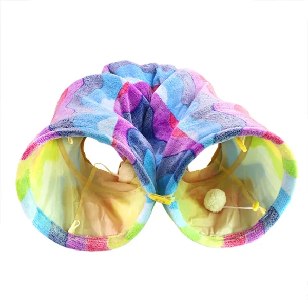 Pet Cat Tunnel Collapsible 4 Holes Indoor Outdoor Tube Kitten Funny Rainbow Tunnel Cat Pet Toy Space-Saving Cat Training Toy - Image 4