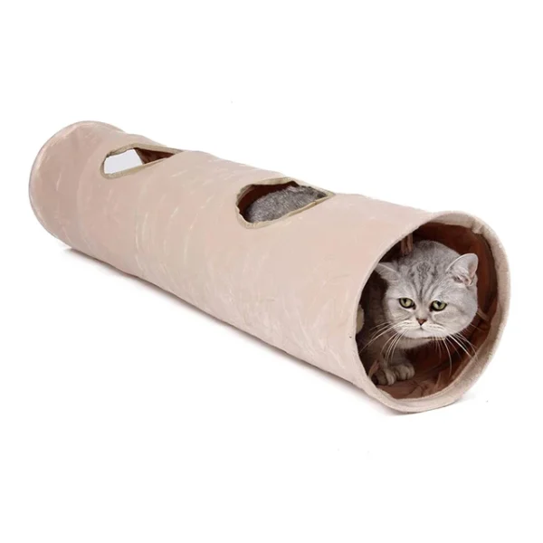 Cat Tunnel Toys with 2 Holes To Explore 25*120cm Short plush pet tunnel Oxford cloth foldable pet cat tunnel - Image 6