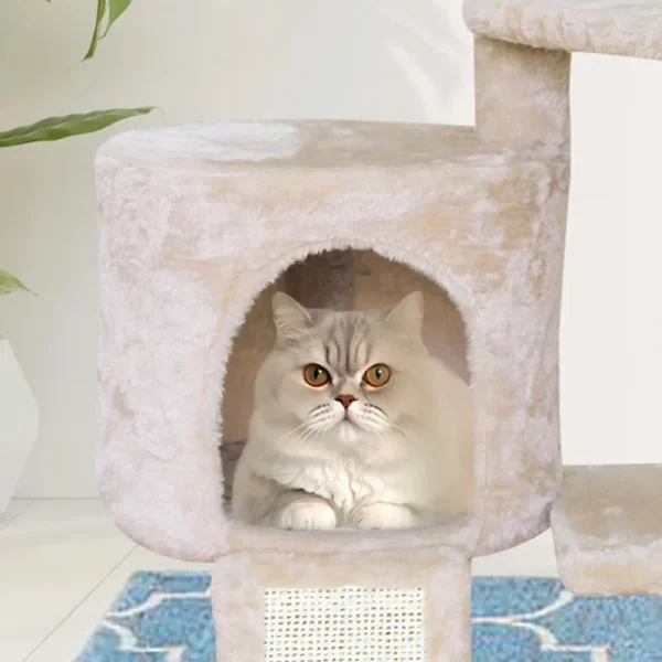 11Beige Cat Tree Cat Tower for Indoor Cats,Cat Condo with Scratching Post,Cat Tree for Large Medium Small Cat with Dangling Ball - Image 6