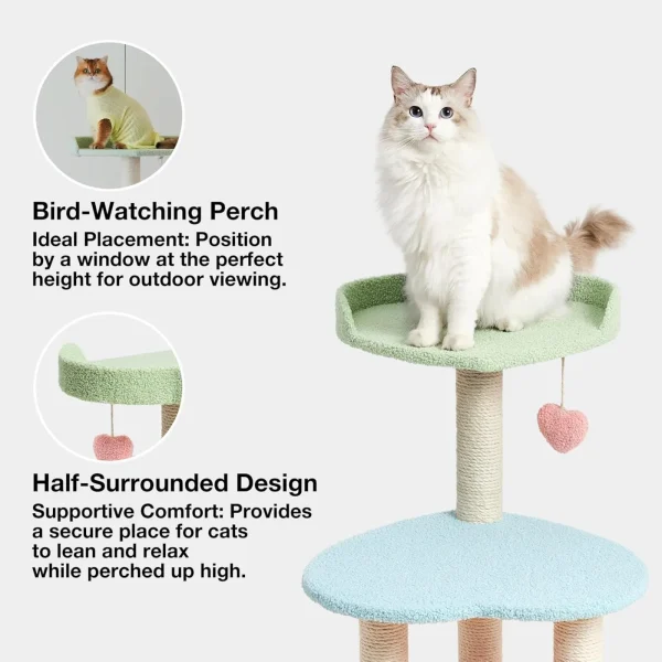 US Cat Tree Cat Tower 39.4'' for Indoor Cats with sisal Covered Scratching Posts and Sweetheart Shape Platform, Multi-Level Cat - Image 3