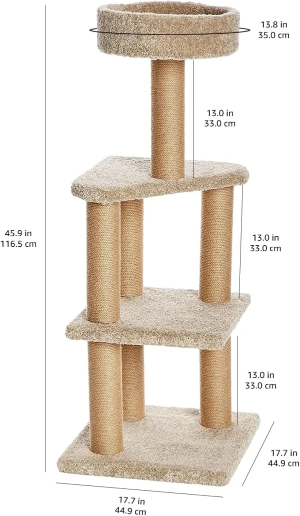 Cat Tree Indoor Climbing Activity Tower with Scratching Posts, Large, 17.7" x 45.9", Beige - Image 4