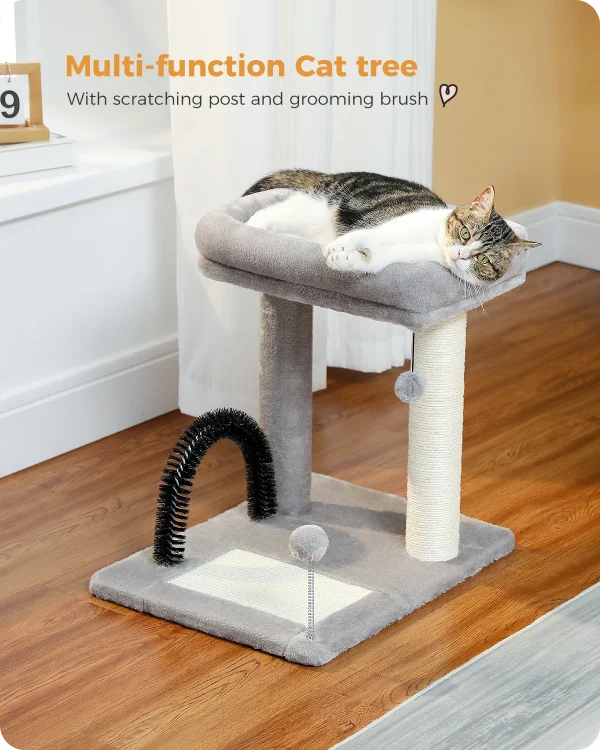 H50CM Small Cat Tree for Indoor Kitten Large Top Perch Natural Sisal Scratching Post and Board Self Grooming Brush Active Balls - Image 3