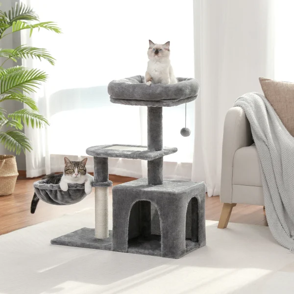 H80CM Small Cat Tree House Condo for Indoor Kitten Large Top Perch Natural Sisal Scratching Posts for Climbing Scratcher Board - Image 2