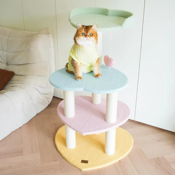 US Cat Tree Cat Tower 39.4'' for Indoor Cats with sisal Covered Scratching Posts and Sweetheart Shape Platform, Multi-Level Cat - Image 2