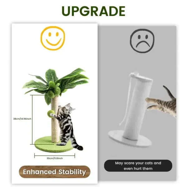 Cat Scratching Post For Kitten Cute Green Leaves Cat Scratching Posts with Sisal Rope Indoor Cats Posts Cat Tree Pet Products - Image 6