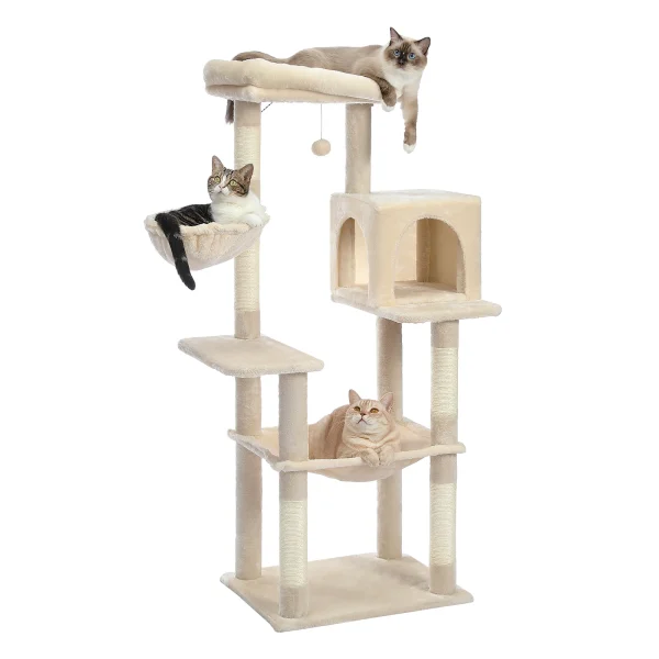 Large Cat Tree with Scratching Posts Soft Condo Scraper for Cats Multi-Level Cat Tower for Indoor Cat Accessories Pet Cat Toys - Image 2