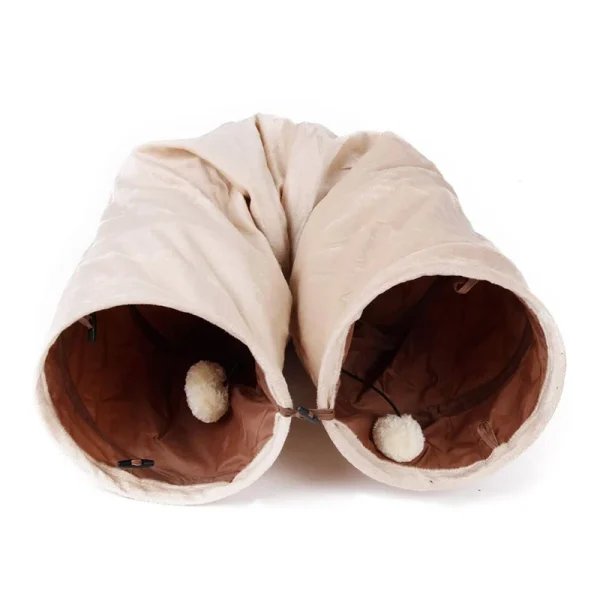 Cat Tunnel Toys with 2 Holes To Explore 25*120cm Short plush pet tunnel Oxford cloth foldable pet cat tunnel - Image 2