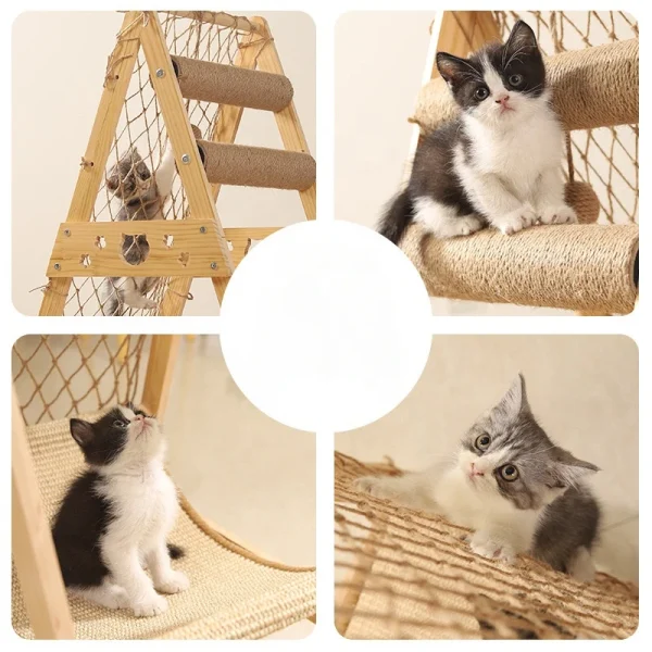 Modern Luxury Large climbing net cat climbing frame Pet House Wood Cat Tree Sisal Rope Climbing Tree - Image 4