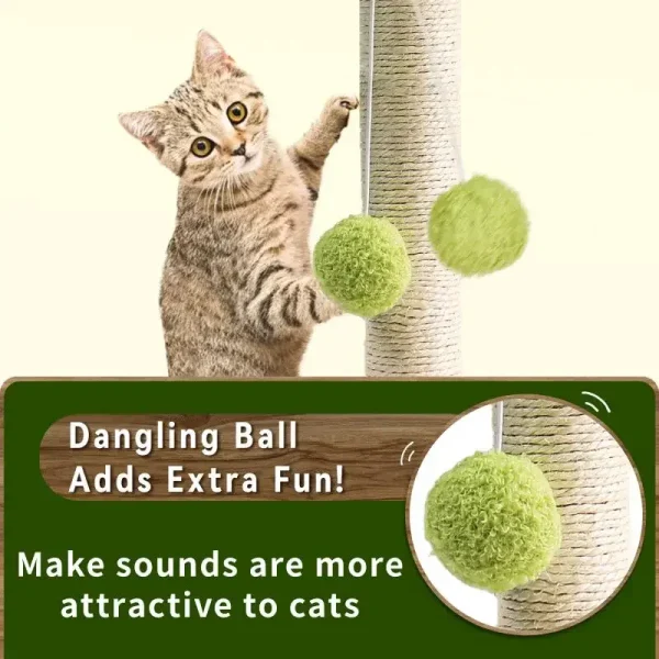 Cat Scratching Post For Kitten Cute Green Leaves Cat Scratching Posts with Sisal Rope Indoor Cats Posts Cat Tree Pet Products - Image 5