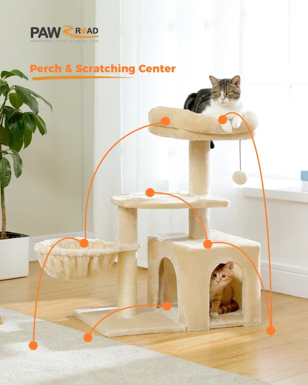 H80CM Small Cat Tree House Condo for Indoor Kitten Large Top Perch Natural Sisal Scratching Posts for Climbing Scratcher Board - Image 3